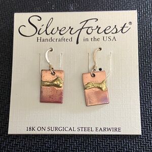 Silver Forest Copper and Gold Earrings